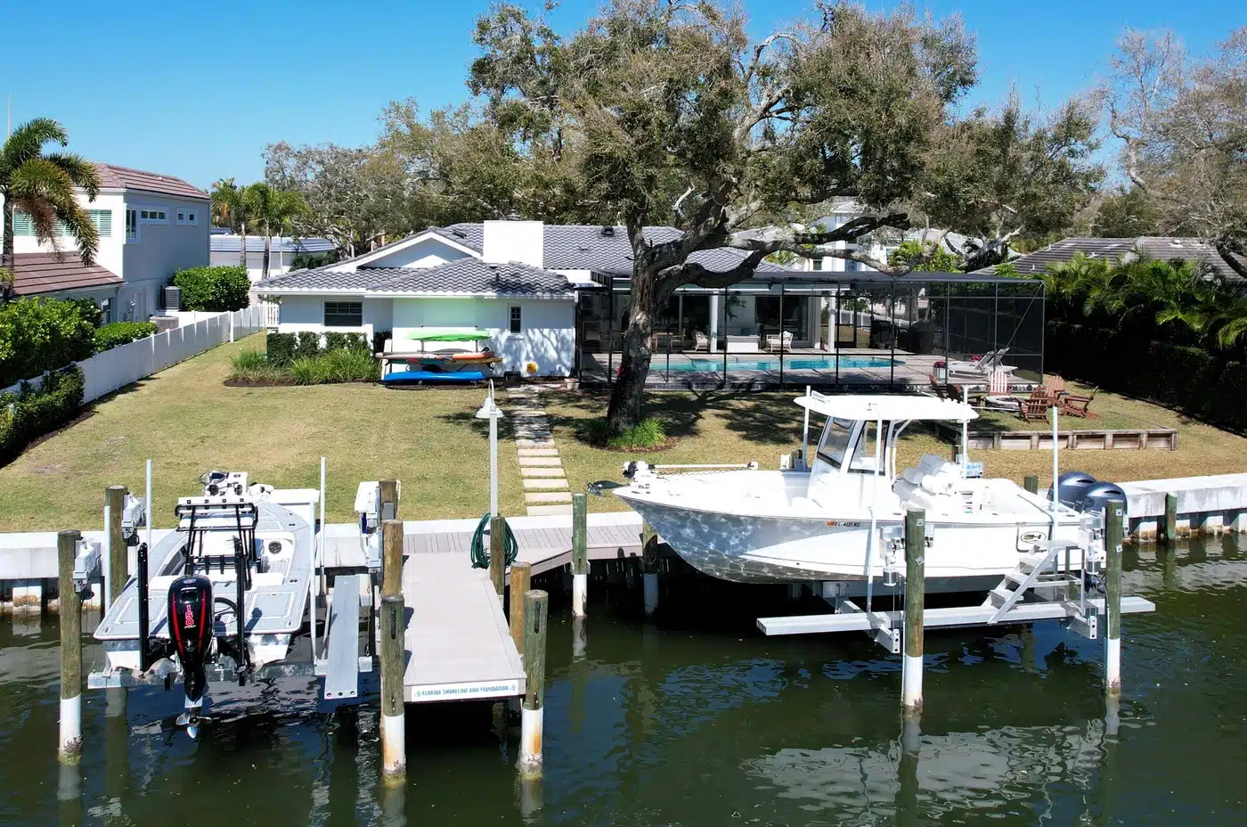 Siesta Key Grand Canal Dual Seawall Azek Docks Deco Beamless Lifts